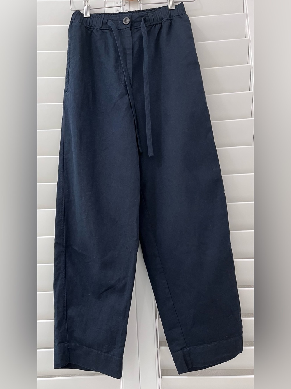 COS Relaxed Cotton Linen Lyocell Drawstring Pants Navy Size 4